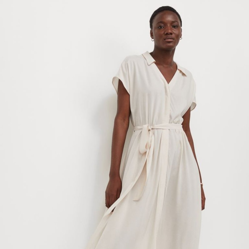 H&M shirt dress, cream, summer dress, size L